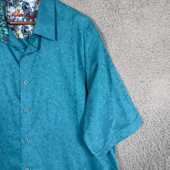 Robert Graham Shirt Men 1XLT Blue Button Up Geometric - Picture 3 of 9